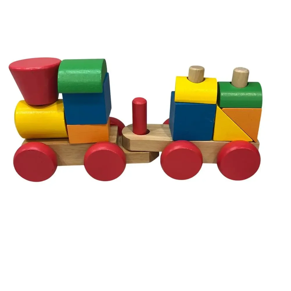 Melissa & Doug Wooden Stacking Train 12pc Set & Construction Front Loader Toy